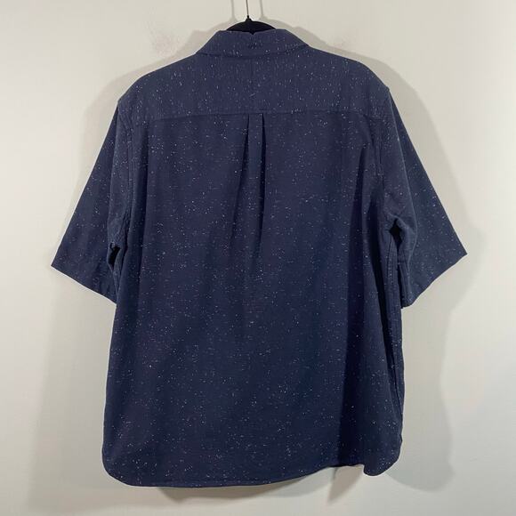 Flint And Tinder Navy Speckle Fabric Slim Fit Short Sleeve Button Up Shirt XXL - Picture 8 of 8